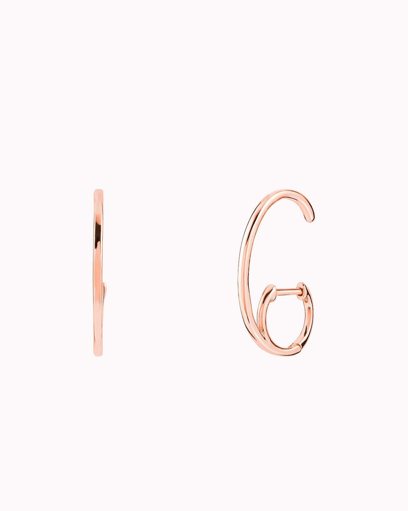 Minimalist Ear Lobe Cuff Huggie Hoop Earrings Różowe złoto