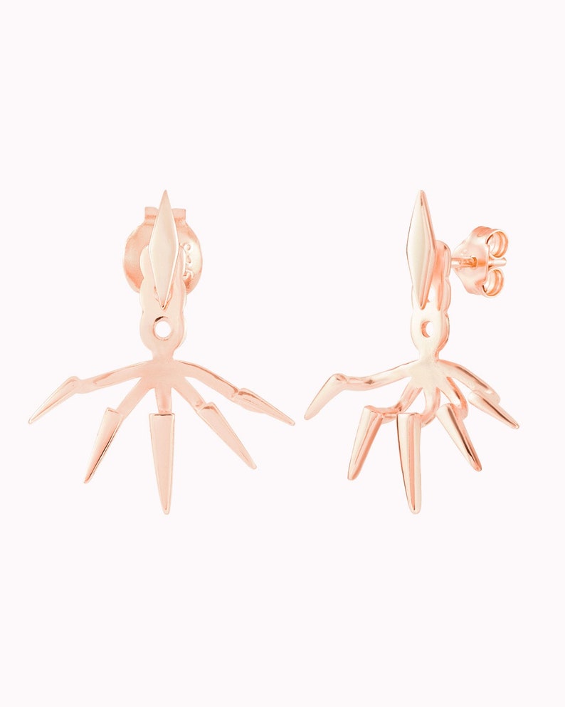 Pointes de veste doreille, boucles doreilles Spike, boucles doreilles de veste doreille, veste doreille minimaliste, veste Silver Ear, boucles doreilles modernes Or rose