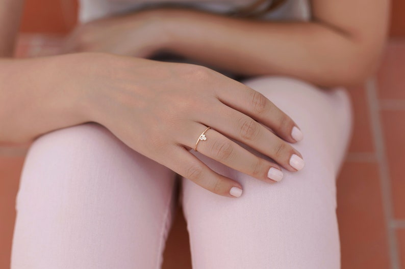 Modern Rings Minimalist Ring Zirconia Clover Ring Silver Rings Ring Balls of Zirconia Fine Ring with Zirconiites