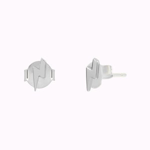 Dainty & Tiny Lightning Bolt Shaped Stud Earrings Silver