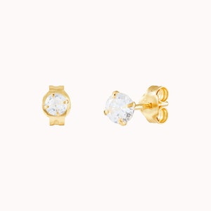 Dainty & Tiny Invisible Prongs CZ Stud Earrings Two sizes available zdjęcie 2