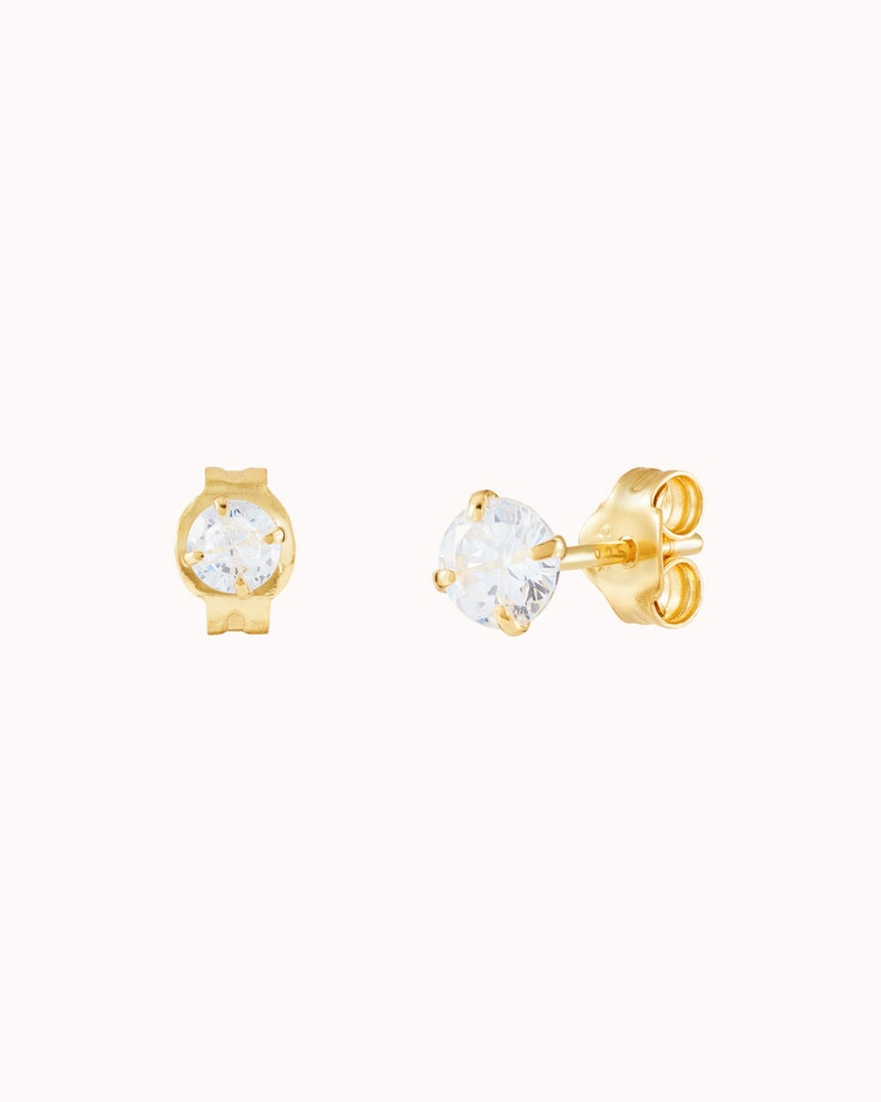 Dainty & Tiny Invisible Prongs CZ Stud Earrings Two sizes available image 2