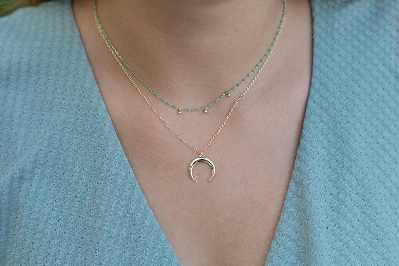 Moon Necklace, Minimalist Necklace, Fashion Jewelry, Gold Moon Necklace, Silver Moon Necklace, Silver Pendant, Silver Choker, Casual Jewelry zdjęcie 9