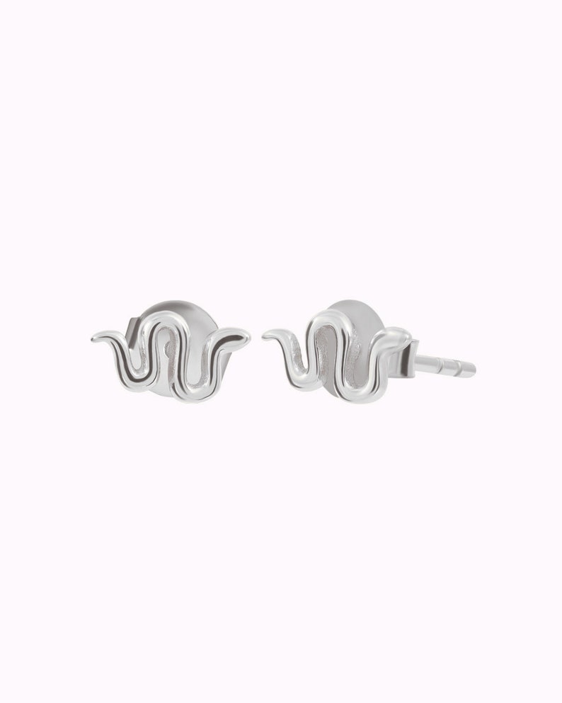 Small snake-shaped stud earrings Silver