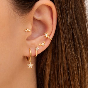 Dainty Cz 3 Stars Constellation Stud Earrings image 5