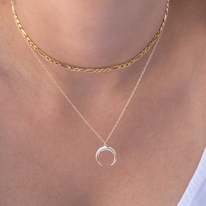 Moon Necklace, Minimalist Necklace, Fashion Jewelry, Gold Moon Necklace, Silver Moon Necklace, Silver Pendant, Silver Choker, Casual Jewelry zdjęcie 7