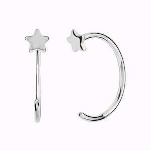 Tiny Star Open Huggie Hoop Earrings Ear hugger Silver