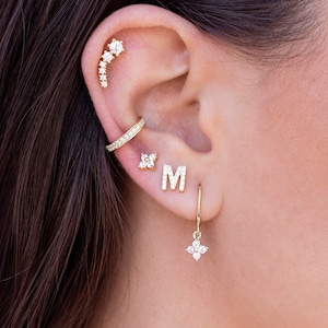 Dainty Flower Shaped Charm Huggie Hoop Earrings Two sizes available image 8