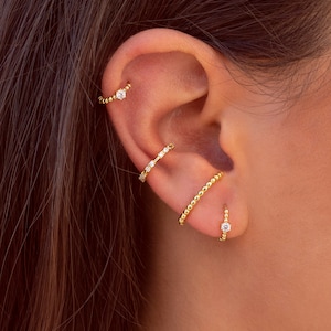 Dainty 4 Prongs CZ Conch Ear Cuff Earrings image 7