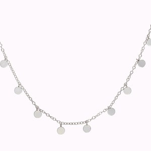 Dainty & Minimalist Dangling Small Coins Choker Necklace Silver