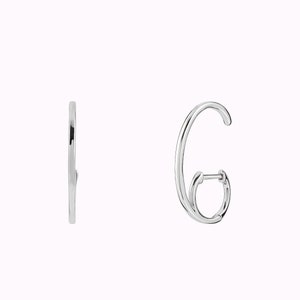 Minimalist Ear Lobe Cuff Huggie Hoop Earrings Srebro