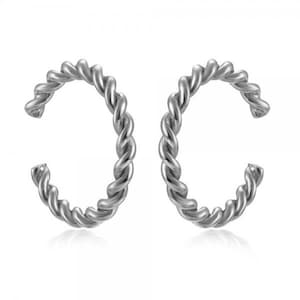 Dainty Single Twisted Band Conch Ear Cuff Earrings Silver