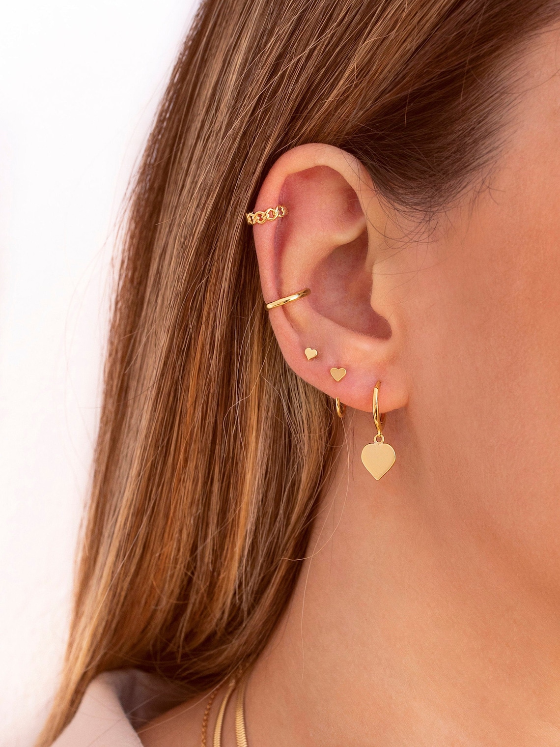 Tiny Heart Open Huggie Hoop Earrings Ear hugger Etsy