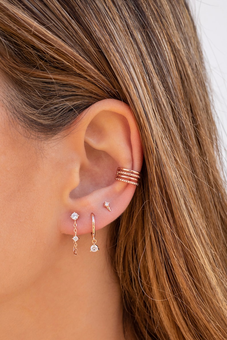 Beaded & Smooth 4 Bands Conch Ear Cuff Earrings Etsy