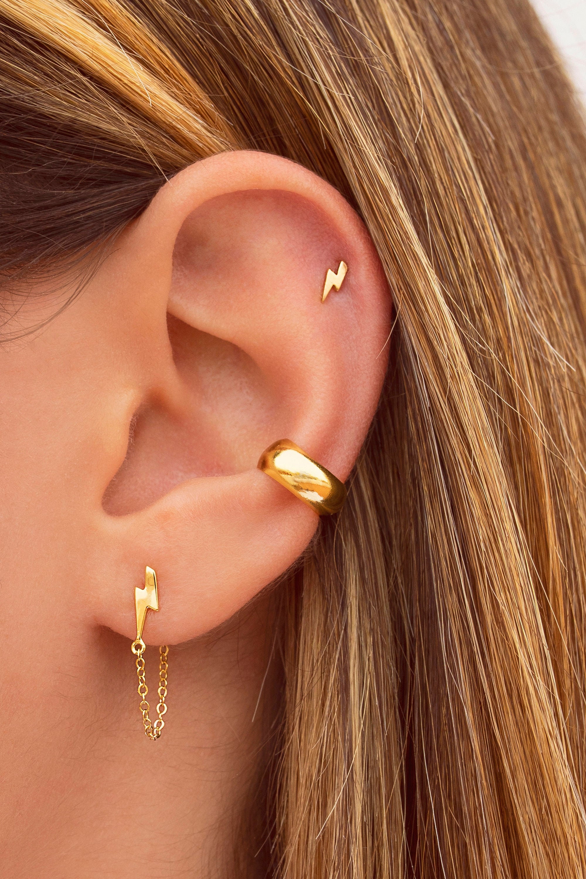 Dainty & Tiny Lightning Bolt Shaped Stud Earrings