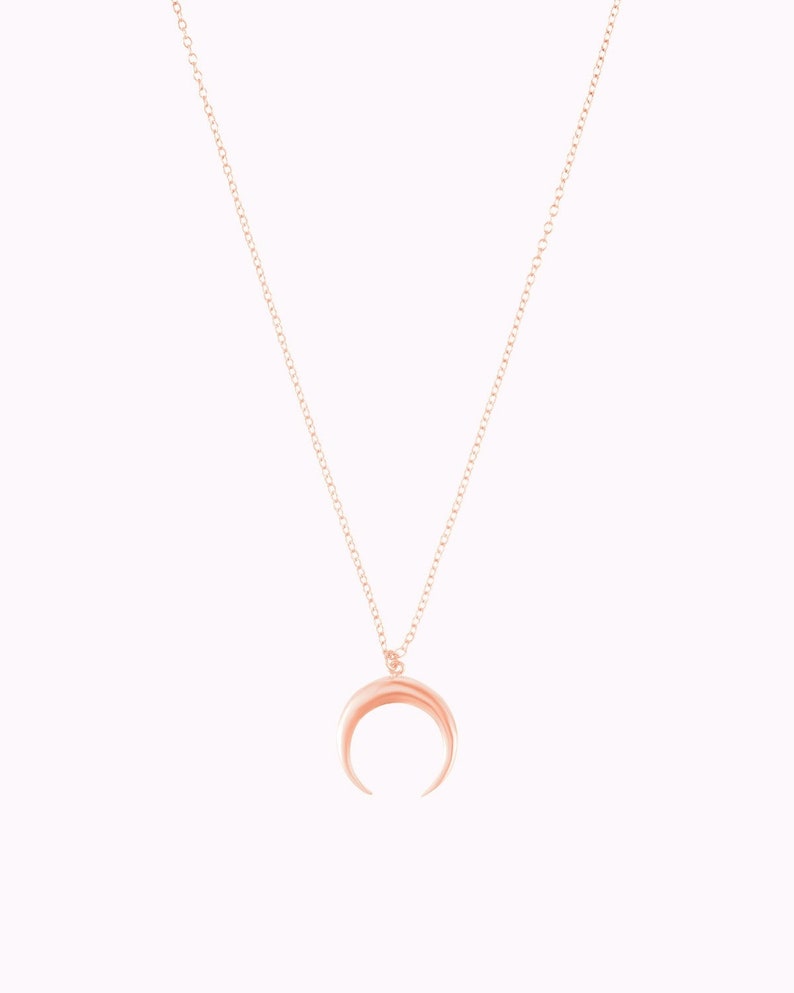 Moon Necklace, Minimalist Necklace, Fashion Jewelry, Gold Moon Necklace, Silver Moon Necklace, Silver Pendant, Silver Choker, Casual Jewelry Różowe złoto