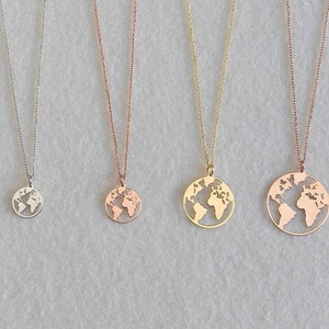Globe Necklace, Earth Necklace, Boho Jewelry, Silver Necklace, Gold Plated Necklace, Globe Pendant, Globe Choker, World Map Necklace image 5