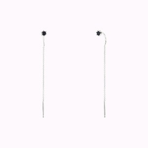 Dainty 6 Prong CZ Threader Chain Earrings image 8