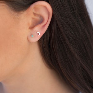 Dainty Crescent Moon Stud Earrings image 10