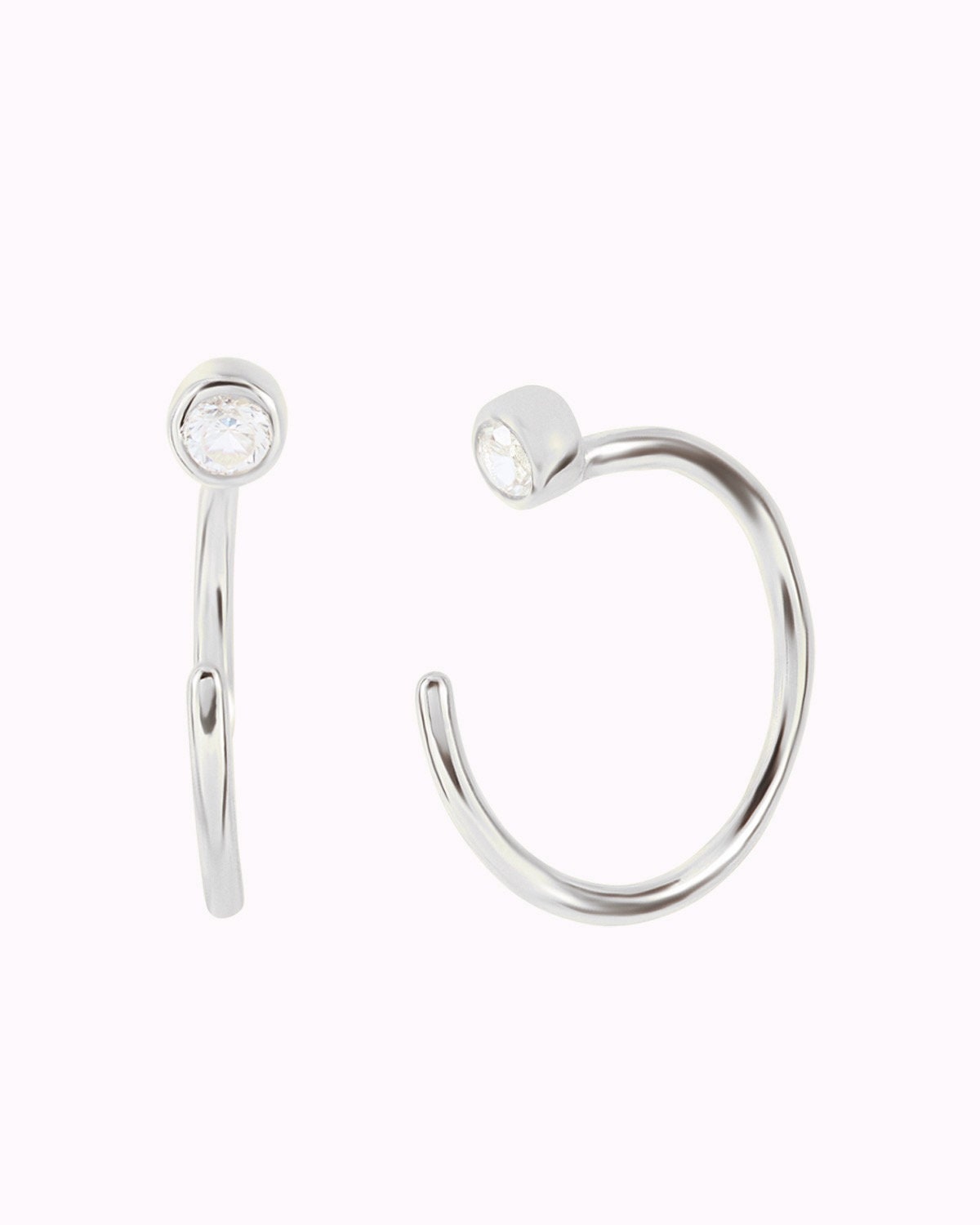 Tiny CZ Open Huggie Hoop Earrings - Ear Hugger, Available in Tiny CZ Open Huggie Hoop Earrings - Ear Hugger, Available in