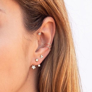 Boucles d'oreilles veste d'oreille avec zircons en forme d'étoile image 9