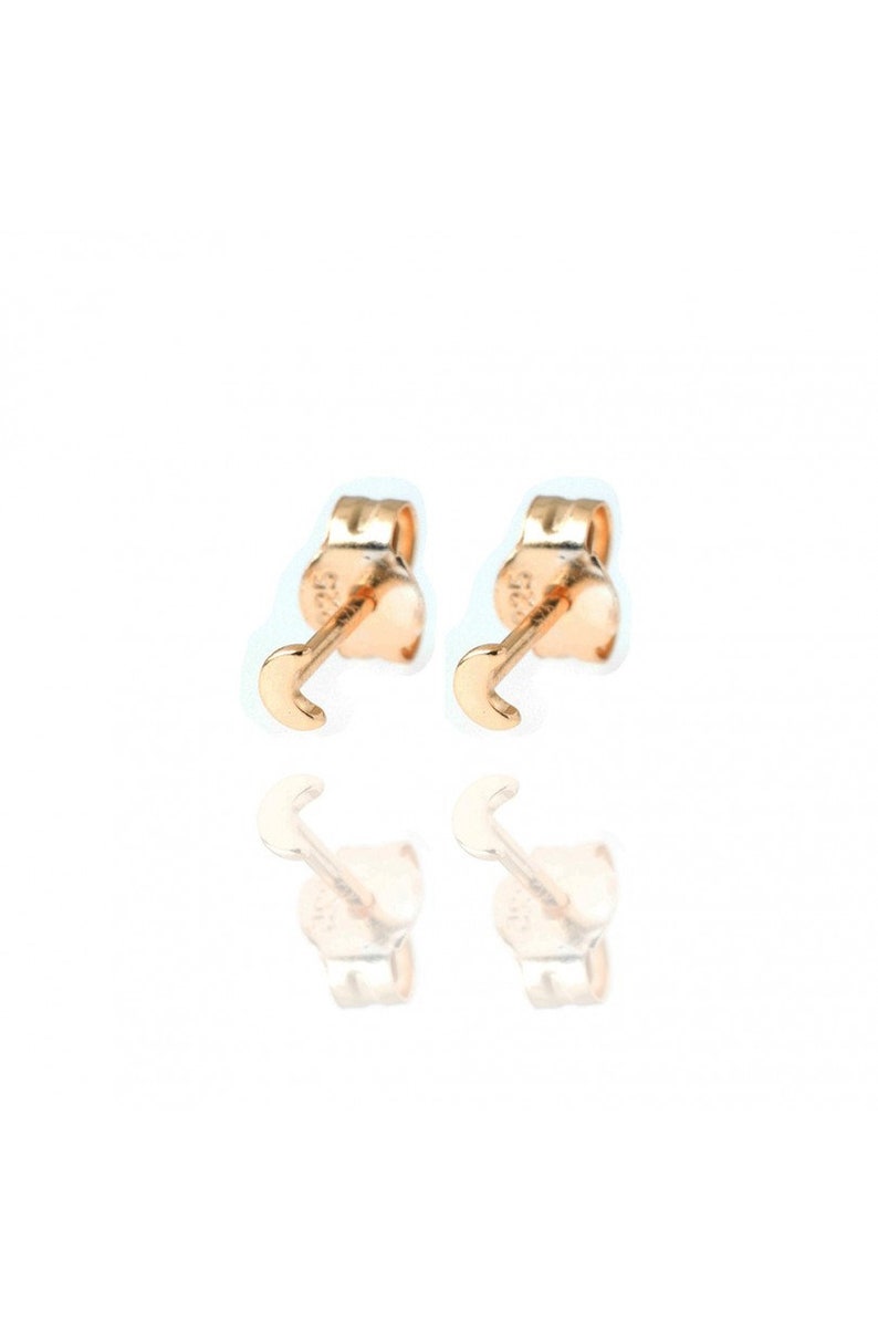 Tiny Moon-Shaped Silver stud Earrings Gold