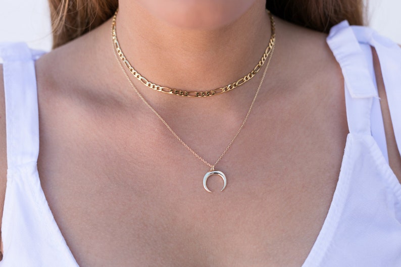 Moon Necklace, Minimalist Necklace, Fashion Jewelry, Gold Moon Necklace, Silver Moon Necklace, Silver Pendant, Silver Choker, Casual Jewelry zdjęcie 10