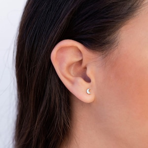 Dainty Crescent Moon Stud Earrings image 5