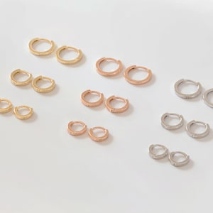 Dainty Square Edges Huggie Hoop Earrings Three sizes, 8, 10 and 12 mm image 5