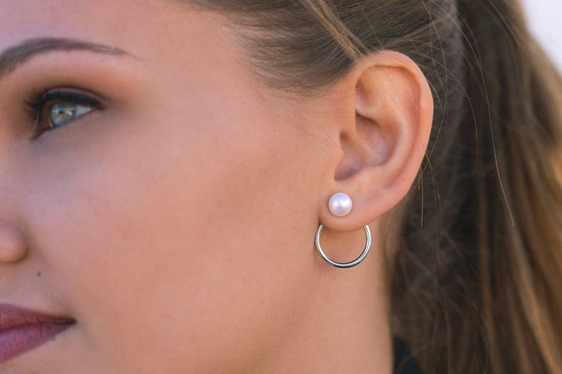 Boucles d'oreilles veste d'oreille perles et cercles image 3