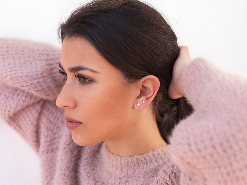 Dainty Tiny & Minimalist Circle Dot Stud Earrings Three different diameters available image 8