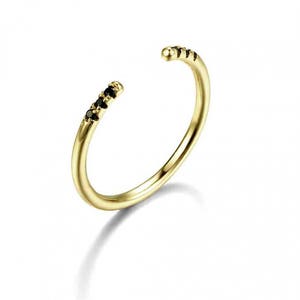 Bague fine ouverte avec zircons Existe en noir et blanc Gold - Black