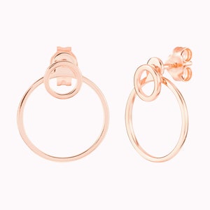 Double Circle Ear Jacket Earrings Rose gold