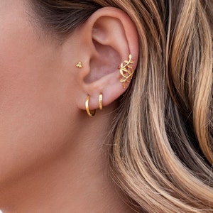 Conch ear cuff earrings in the shape of leaves image 3