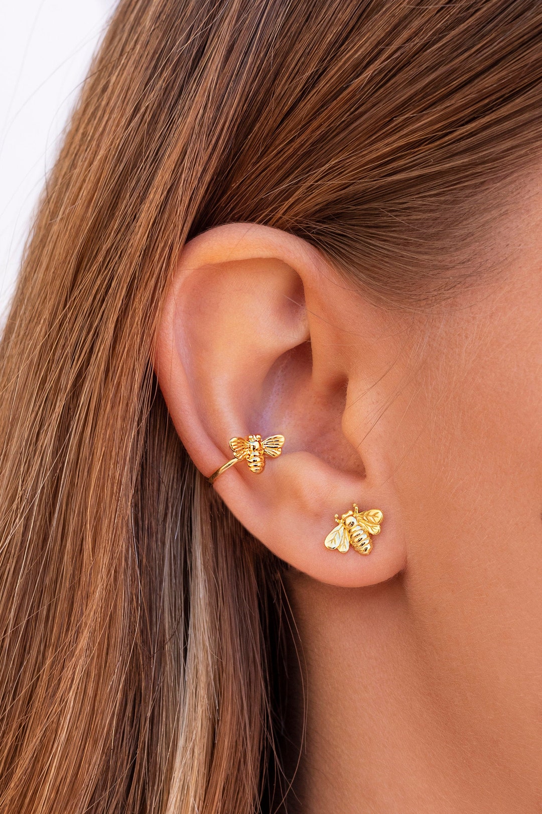 Dainty Bee Shaped Stud Earrings - Etsy