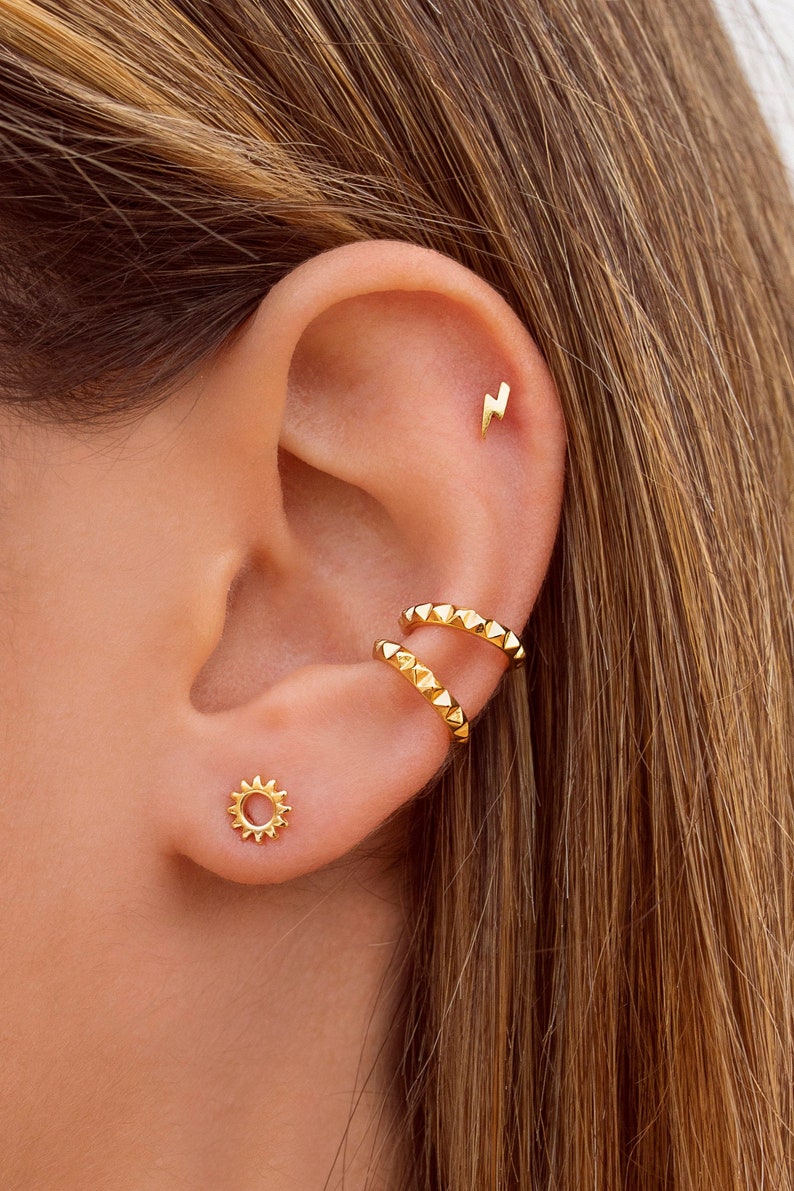 Dainty & Minimalist Sun Stud Earrings image 1