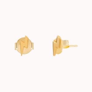 Dainty & Tiny Lightning Bolt Shaped Stud Earrings Gold