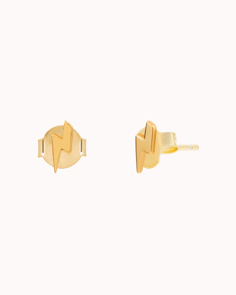 Dainty & Tiny Lightning Bolt Shaped Stud Earrings Gold