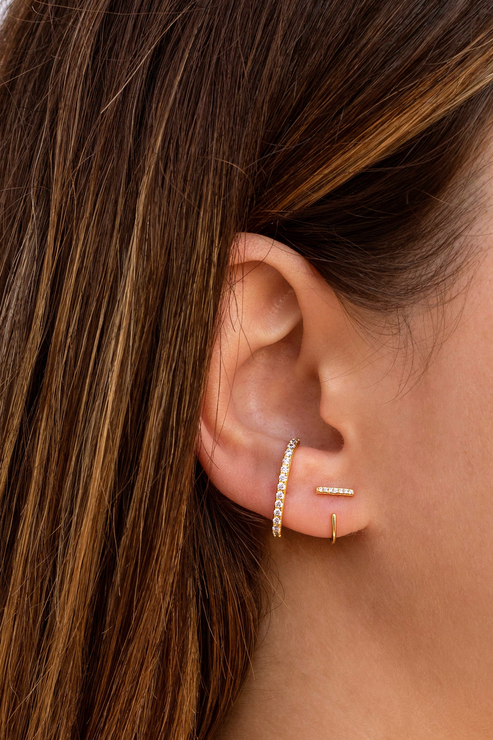 Minimalist Cz Ear Lobe Cuff Stud Earrings Etsy