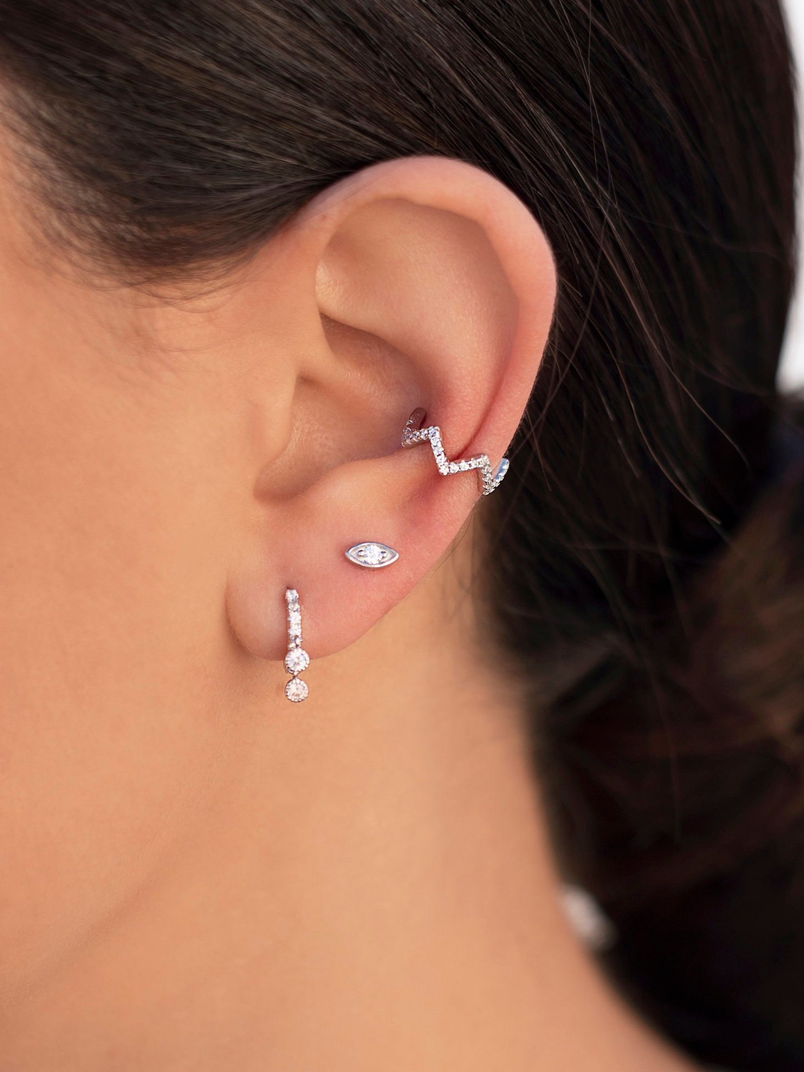 Ear Ear Ear Cuff Zig Zag Earrings With Zircons Etsy