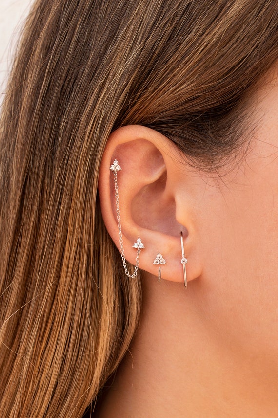 14K Yellow Gold Over Orange Cz Flower Baby Huggie Hoop Earrings 14K Yellow Gold Over Orange Cz Flower Baby Huggie Hoop Earrings