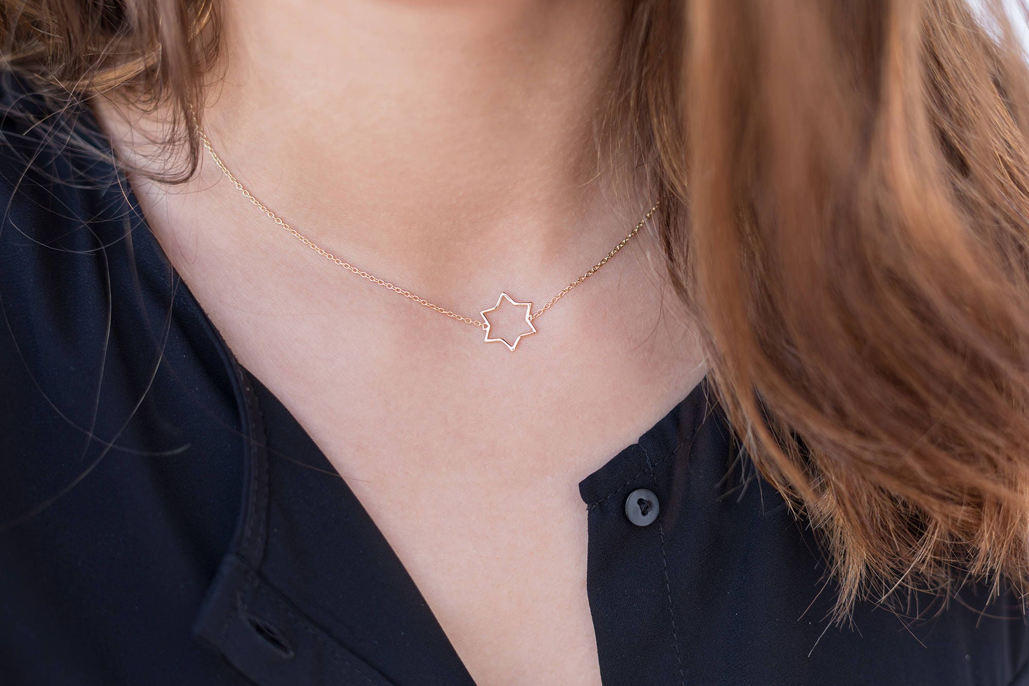 Star Necklace Cutout Star Pendant Star Choker Minimalist Etsy
