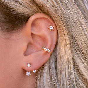 Boucles d'oreilles veste d'oreille avec zircons en forme d'étoile image 7