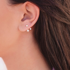 Boucles d'oreilles veste d'oreille avec zircons en forme d'étoile image 5
