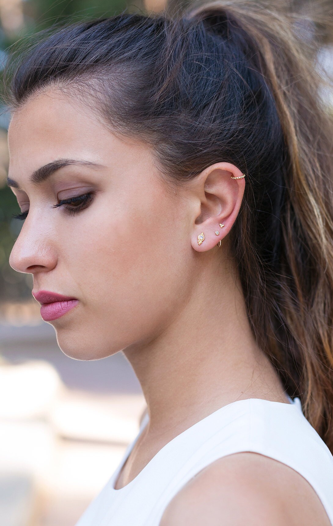 ribbon pin earring short SILVER925