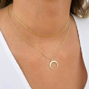 Moon Necklace, Minimalist Necklace, Fashion Jewelry, Gold Moon Necklace, Silver Moon Necklace, Silver Pendant, Silver Choker, Casual Jewelry zdjęcie 5