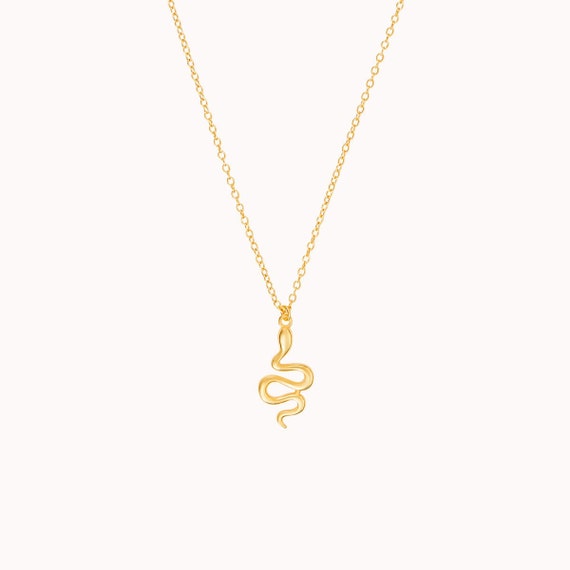 Dainty Snake Shaped Pendant Charm Chain Necklace Etsy Singapore