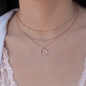 Moon Necklace, Minimalist Necklace, Fashion Jewelry, Gold Moon Necklace, Silver Moon Necklace, Silver Pendant, Silver Choker, Casual Jewelry zdjęcie 8