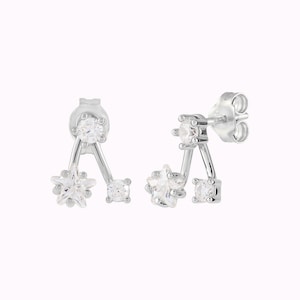 Boucles d'oreilles veste d'oreille avec zircons en forme d'étoile Argent