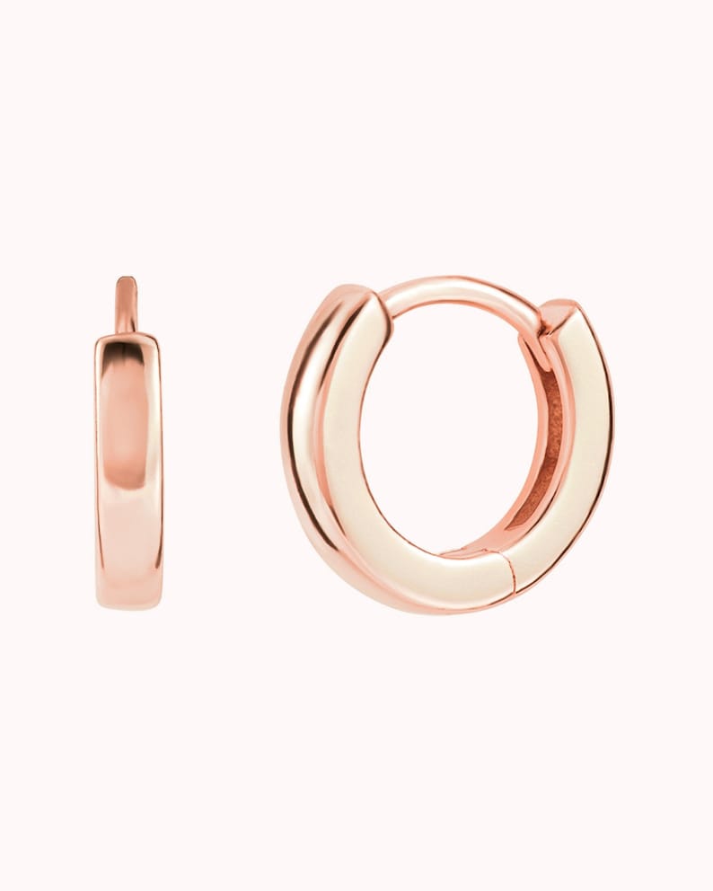 Dainty Square Edges Huggie Hoop Earrings Three sizes, 8, 10 and 12 mm zdjęcie 6